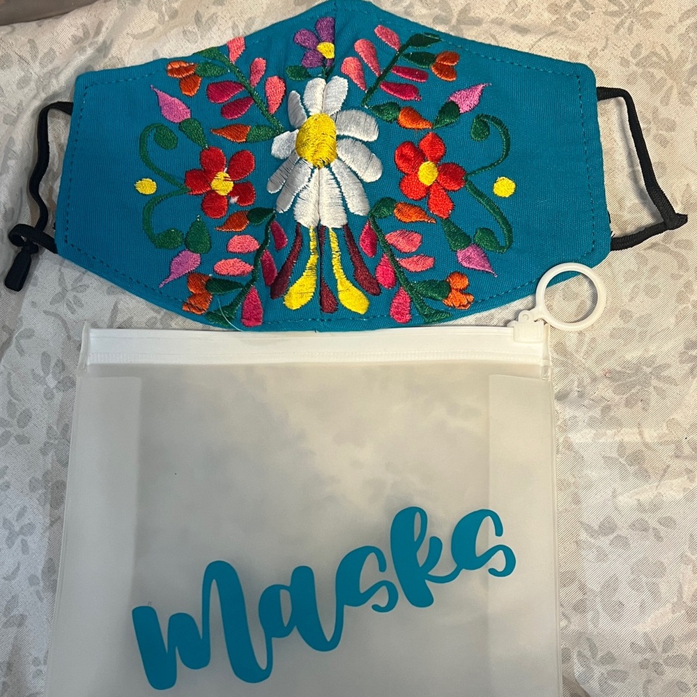 Floral Embroidered Face Mask with Adjustable Straps
